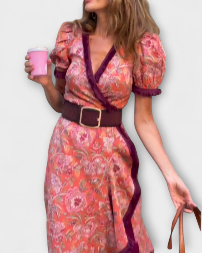Jacqueline - Elegantes Maxi-Kleid mit kurzen Ärmeln
