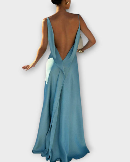 Susi - Schickes Satin-Maxikleid mit hohem Schlitz