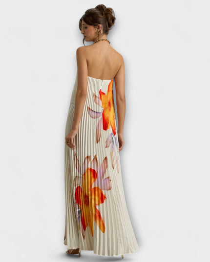 Nadine - Sweetheart Maxi Kleid in Orange Floral