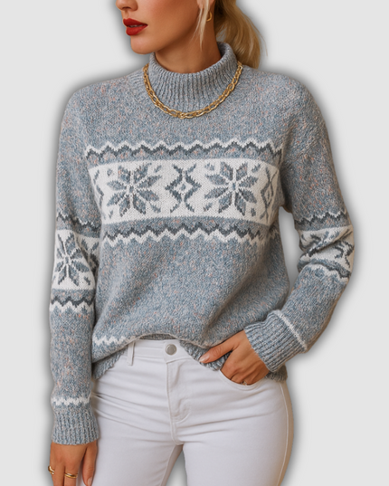 Tahlia - Gestrickter Damenrollkragenpullover mit Schneeflocken