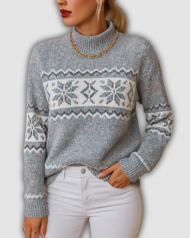 Tahlia - Gestrickter Damenrollkragenpullover mit Schneeflocken