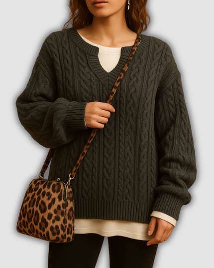 Taya - Atmungsaktiver Damenstrickpullover mit V-Ausschnitt