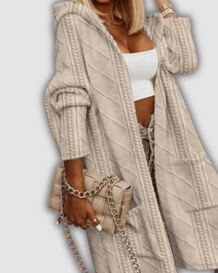 Emma - Langer Strickcardigan mit Kapuze