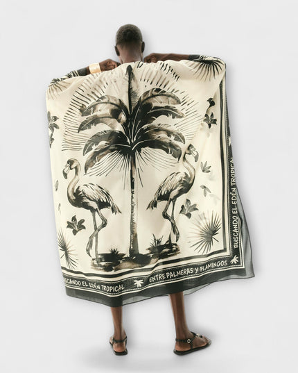 Susanne - Extra-großes Flamingo-Print Kaftan Maxikleid