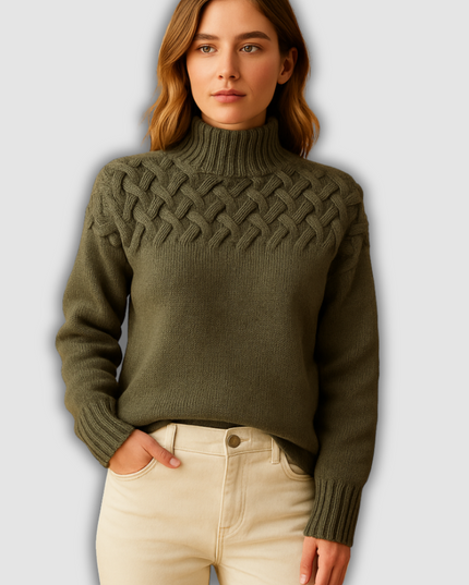 Isley - Langer Damenstrickpullover mit Rollkragen