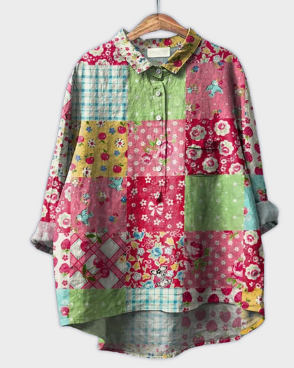 Magdalena - Handgemachte Damenbluse mit floralem Design