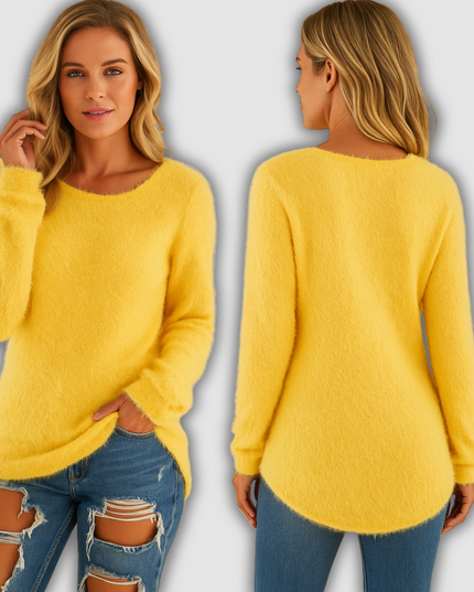 Xanthe - Leichter gestrickter Damenpullover mit Rundhalsausschnitt