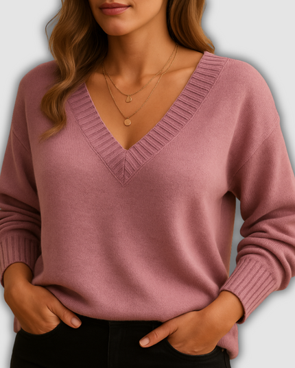Farah - Damenstrickpullover mit V-Ausschnitt in Casual-Fit