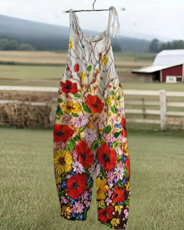 Rosa - Vintage Blumen Jumpsuit Damen