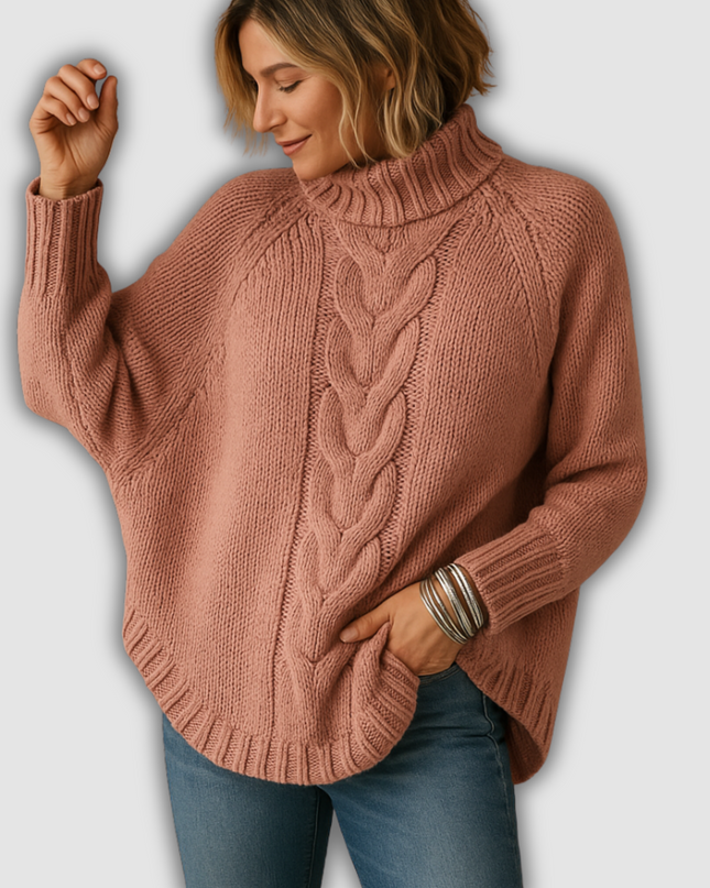 Amara - Langer grobgestrickter Damenpullover