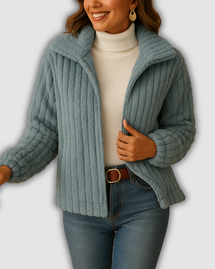 Jessa - Lange Damenfleecejacke mit Kragen