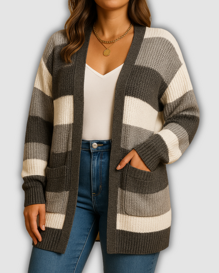 Kalani - Karierte Damen-Cardigan mit Puffärmeln