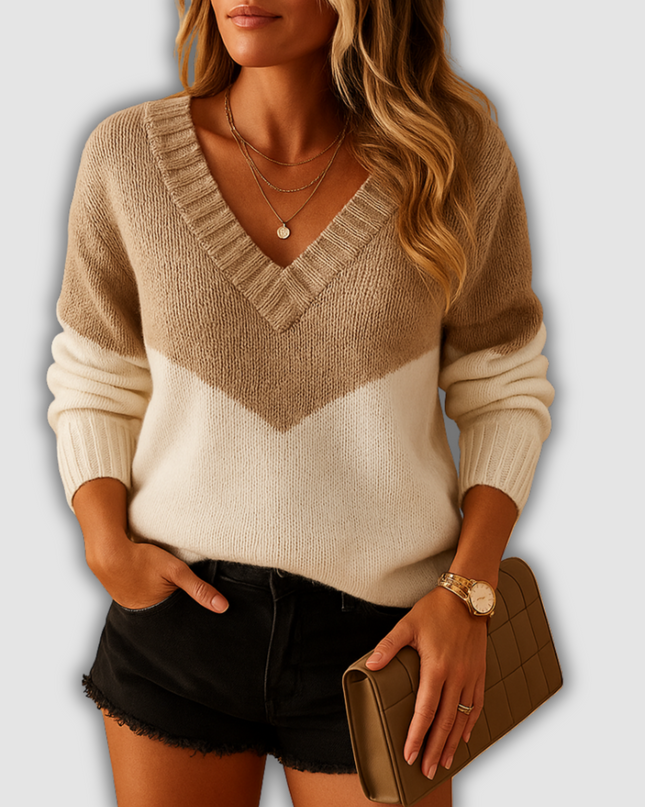 Selah - Eleganter Damenstrickpullover mit V-Ausschnitt