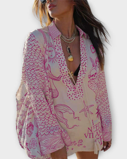 Liv - Wasser Satin Quasten Shirt und Shorts Set