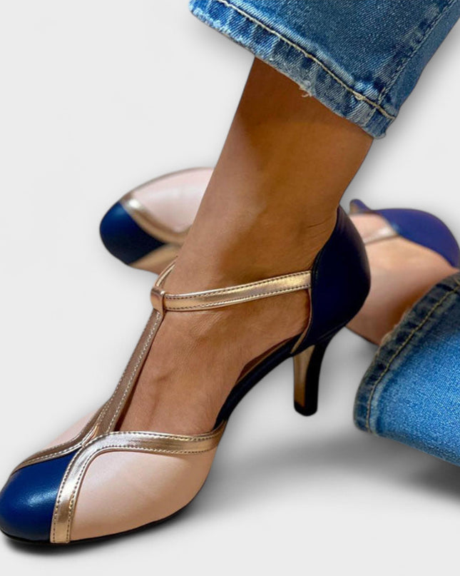 Alessia – Zweifarbige T-Strap Eleganz