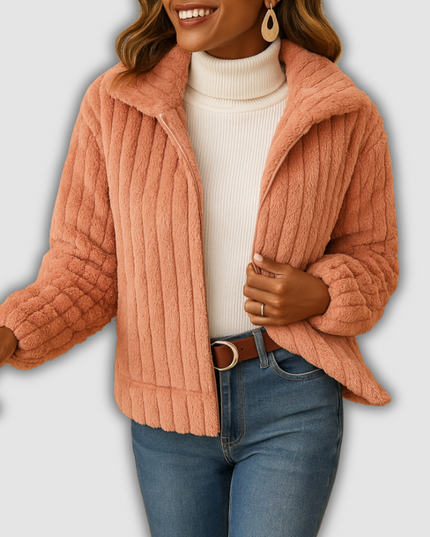 Riven - Langes Damenfleecejacke mit Stehkragen