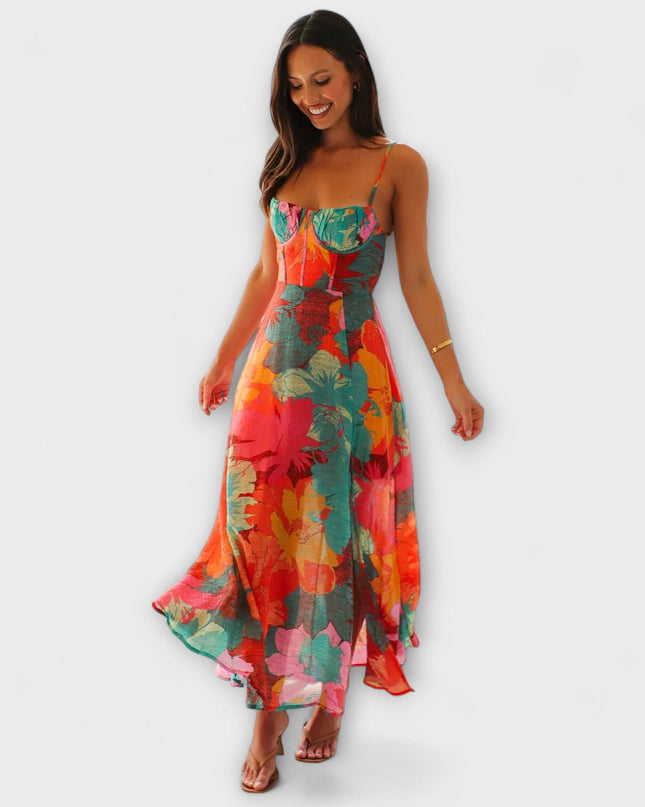 Heidrun - Blumendruck-Trägerkleid für Damen - Stilvoll und Verführerisch