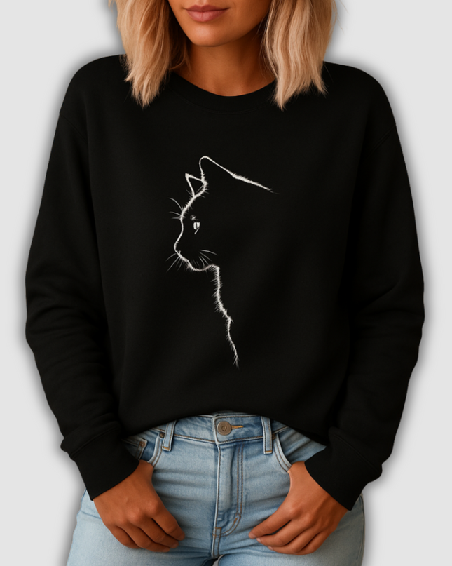 Dalia - Damenstrickpullover mit Katzenprint