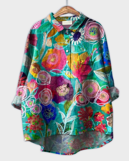 Magdalena - Handgemachte Damenbluse mit floralem Design
