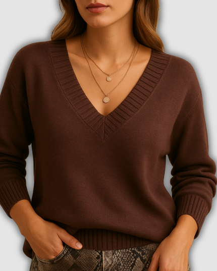 Farah - Damenstrickpullover mit V-Ausschnitt in Casual-Fit