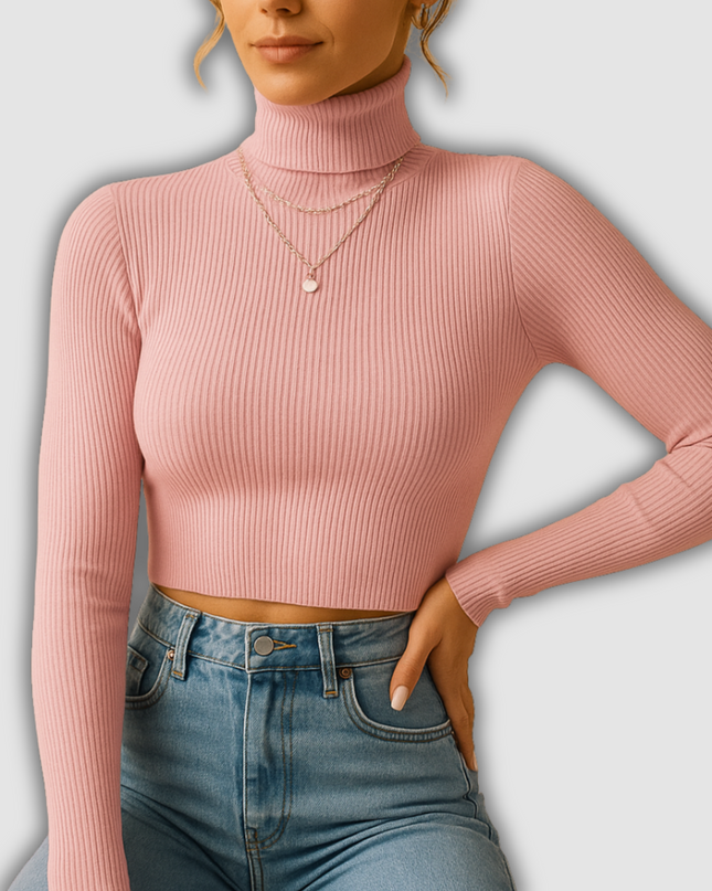 Zella - Eleganter Damenstrickrollkragenpullover
