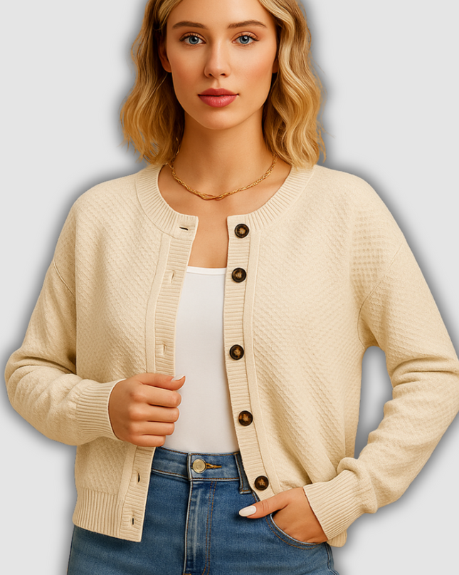 Gaia - Gestrickter Damencardigan mit Knöpfen