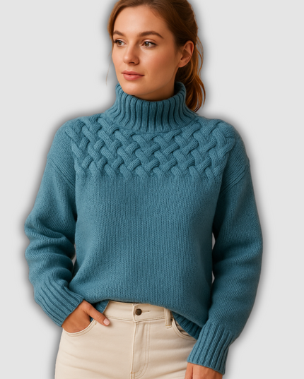 Isley - Langer Damenstrickpullover mit Rollkragen