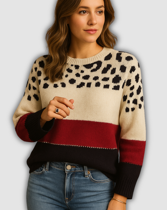 Nyla - Damenpullover mit Leopardenmuster und komfortabler Passform