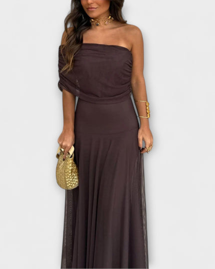 Anke - Toledo Ein-Schulter Mesh Maxi Kleid