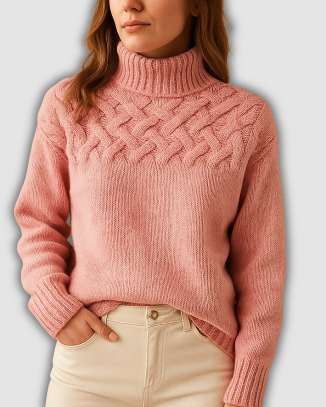 Zuri - Langer gestrickter Pullover mit Rollkragen für Damen