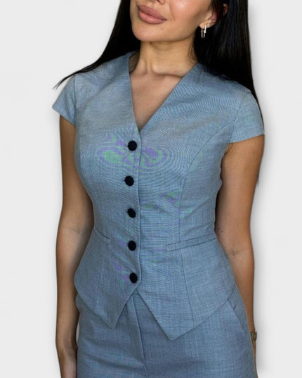 Nadina – Elegantes V-Ausschnitt-Top & Hosen-Set