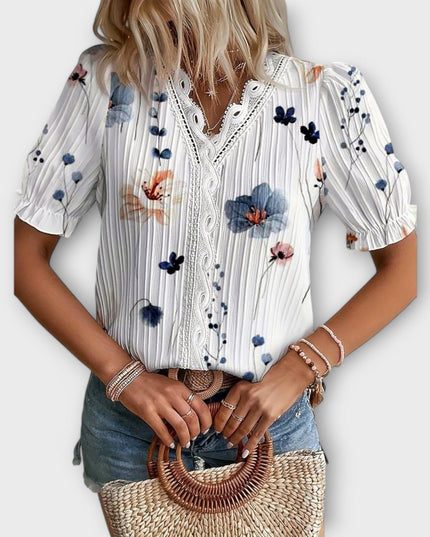 Emily - Modische Bluse mit spitzem Ausschnitt