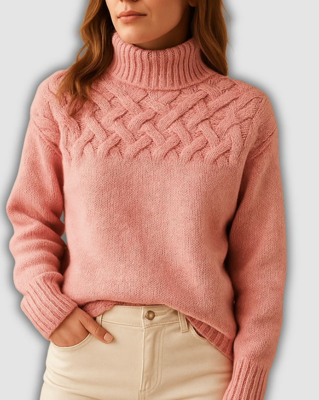 Isley - Langer Damenstrickpullover mit Rollkragen