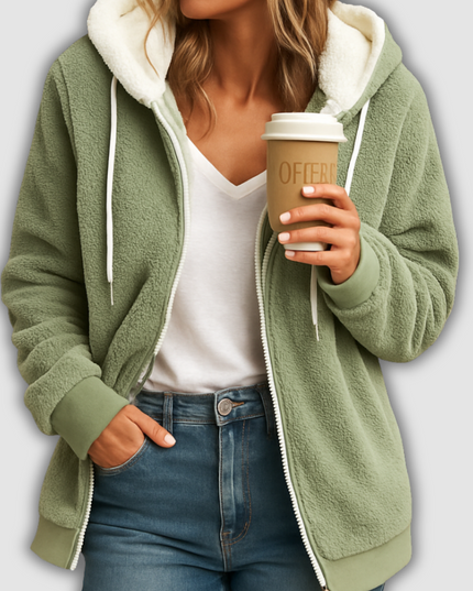 Wynne -Langes Damenfleecejacke mit Kapuze