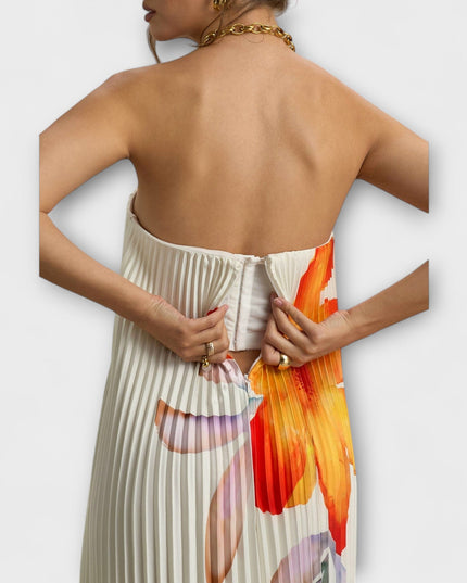 Nadine - Sweetheart Maxi Kleid in Orange Floral