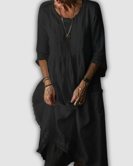 Siglindis - Maxikleid mit weitem Rundhalsausschnitt