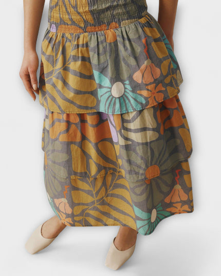 Annalena - Mehrfarbiges Botanisches Midi Kleid