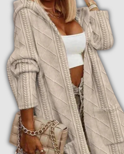 Emma - Langer Strickcardigan mit Kapuze