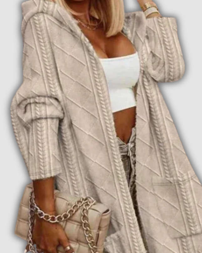 Emma - Langer Strickcardigan mit Kapuze