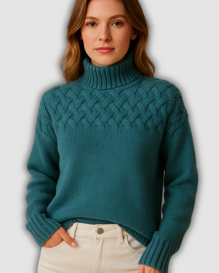 Zephyr - Langer Rollkragenpullover im Strickstil für Damen