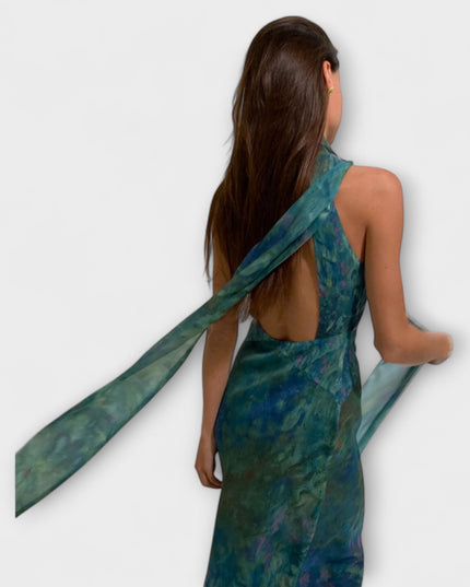 Henriette - Iris Druck Monet Maxikleid