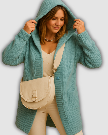 Clea - Offene Damenstrickjacke mit verlängerter Vorderseite