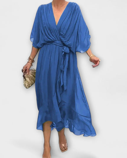Ines - Chiffonkleid mit V-Ausschnitt
