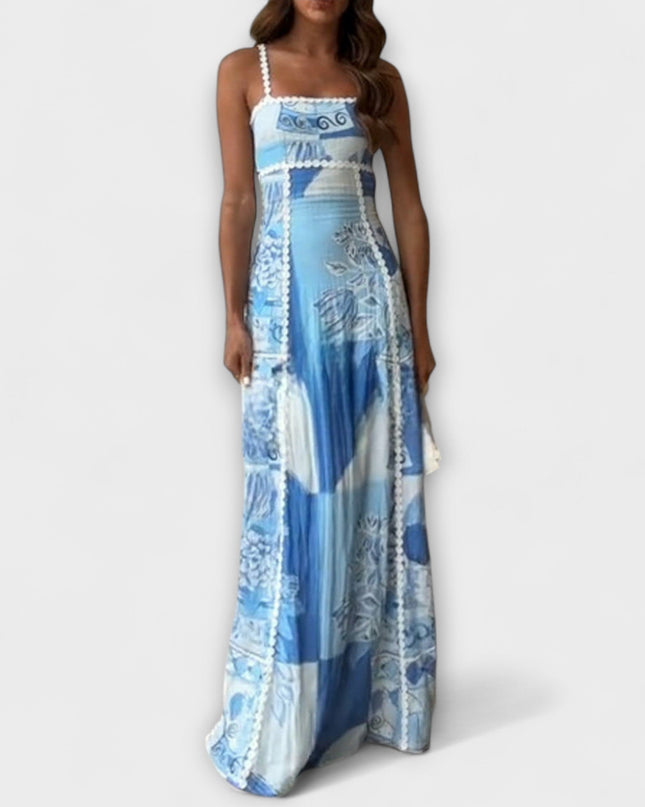 Julia - Slip Flared Leinen Maxikleid