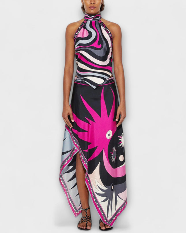 Everly - Set aus Neckholder-Top und asymmetrischem Midi-Rock