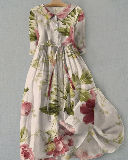 Isolde - Blumenkleid Vintage mit Bindegürtel