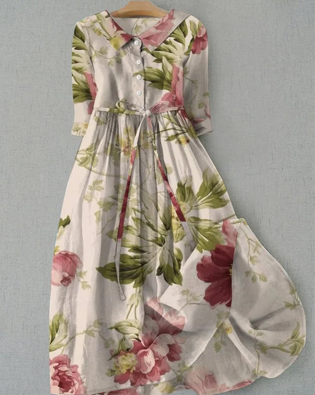Isolde - Blumenkleid Vintage mit Bindegürtel