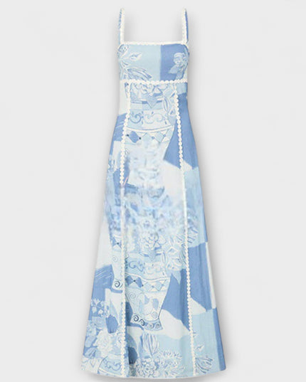 Julia - Slip Flared Leinen Maxikleid