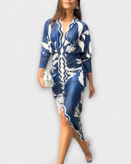 Gertrud - Einzigartiges Dolman-Midikleid mit brasilianischem Print