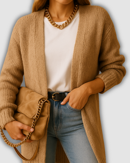 Nova - Klassische Damenstrickjacke mit offener Vorderseite